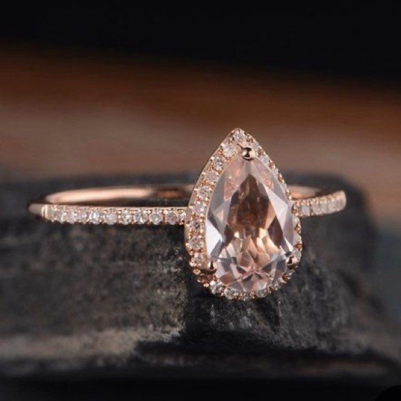 NEW 18K ROSE GOLD MORGANITE HALO RING - Picture 3 of 6